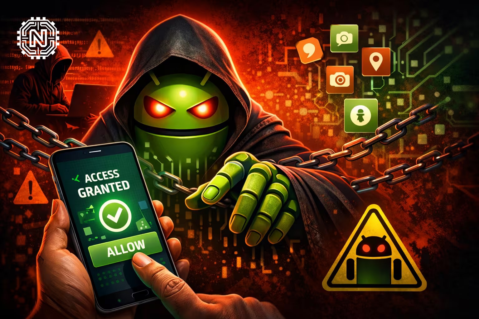hacker exploiting a vulnerability in an Android smartphone