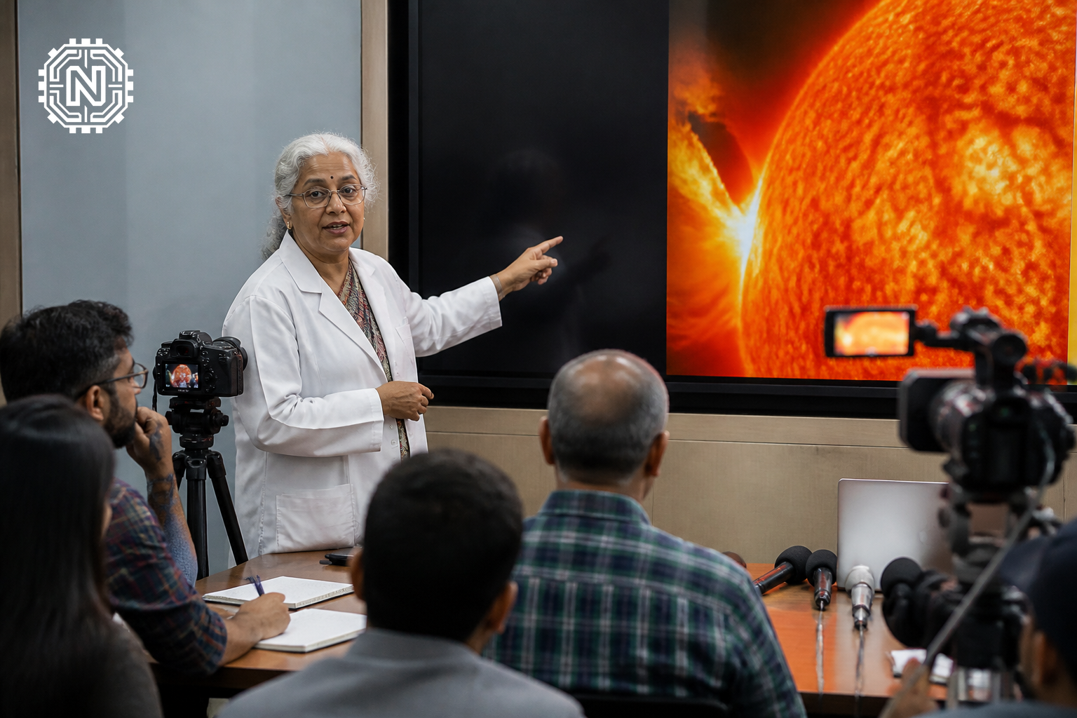 Senior scientist briefing media on Aditya L1 discoveries
