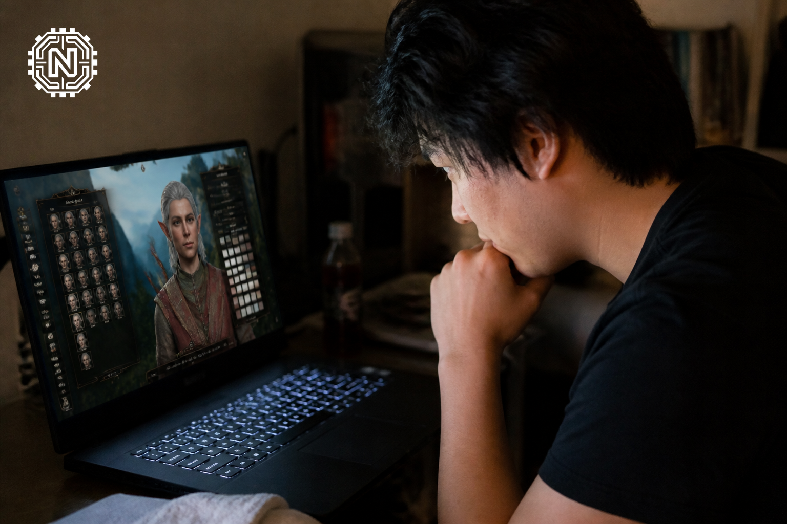 character creation in Baldur's Gate 3 on a laptop