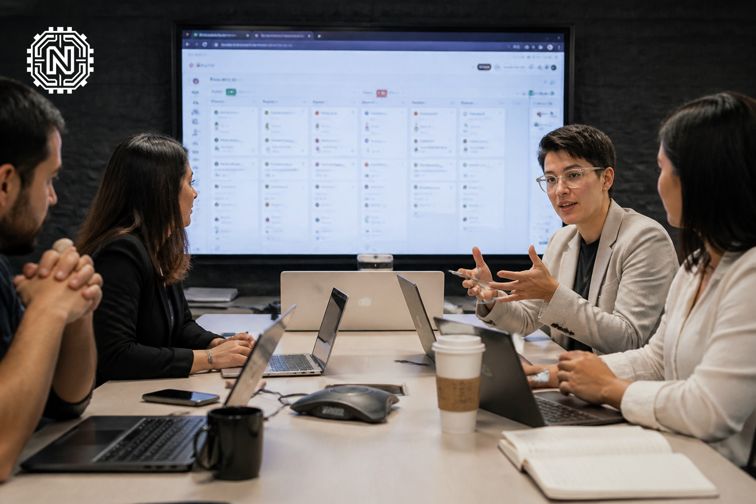 Team collaborating on Asana for project management