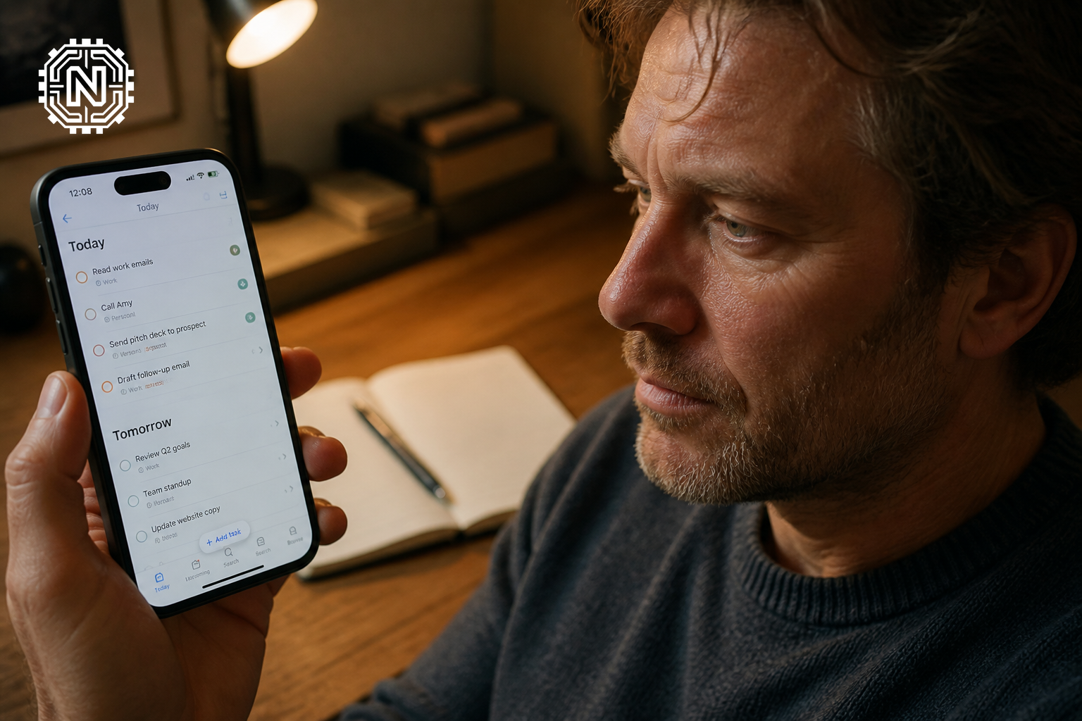 Todoist app displayed on a smartphone with tasks listed