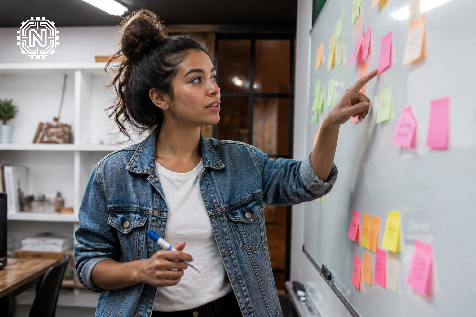 setting financial goals with sticky notes on a board