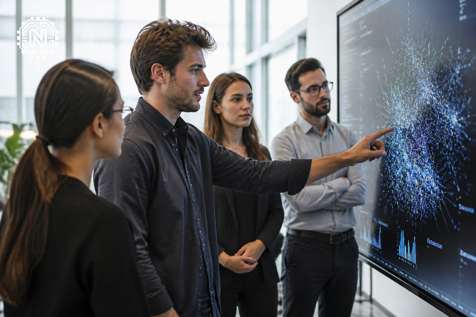 Cybersecurity experts discussing AI-driven defense strategies