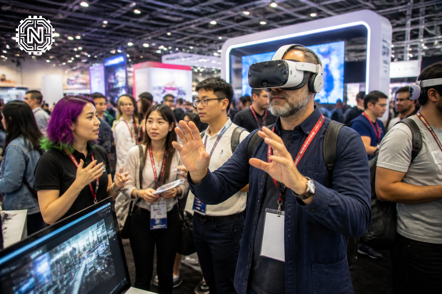 attendees exploring new marketing technologies at an exhibition