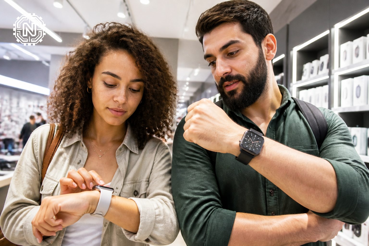 comparing top smartwatches of 2026 in a store