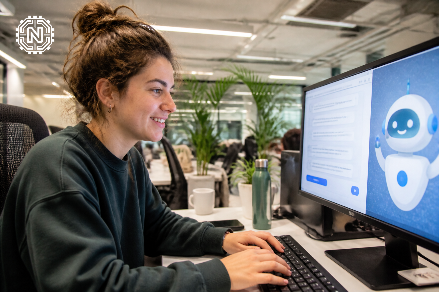 Candidate engaging with an AI chatbot during recruitment