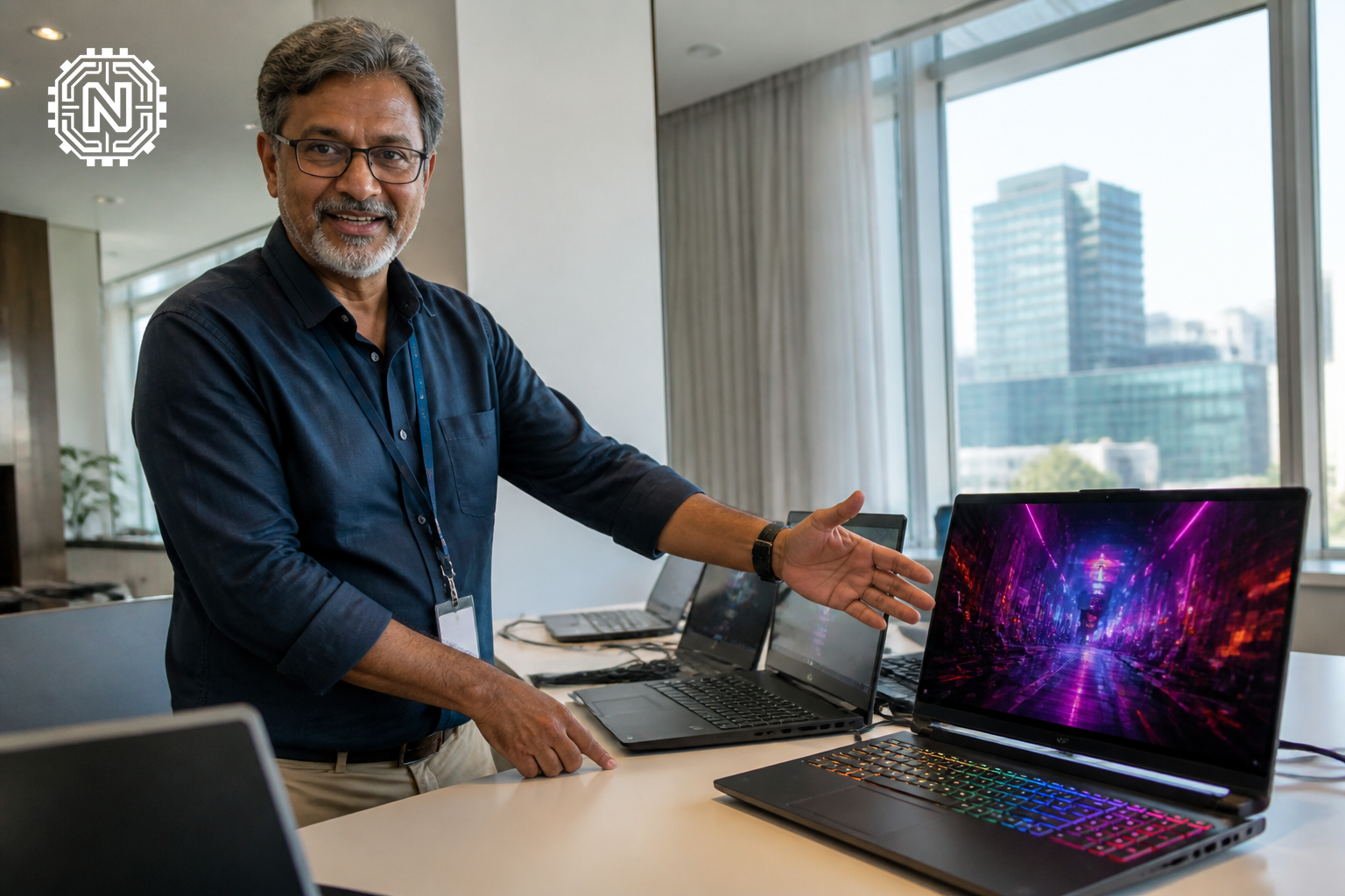Current trends in gaming laptop technology presented in an office