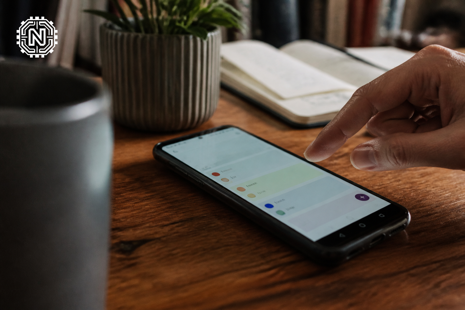 User interacting with a note-taking app on a smartphone
