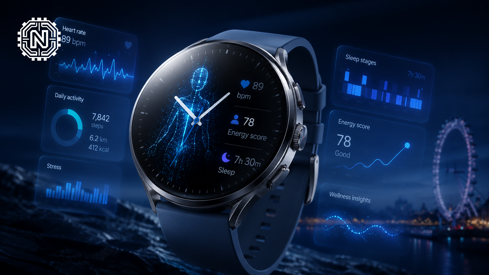 Samsung Galaxy Watch displaying AI-powered health, activity and sleep insights