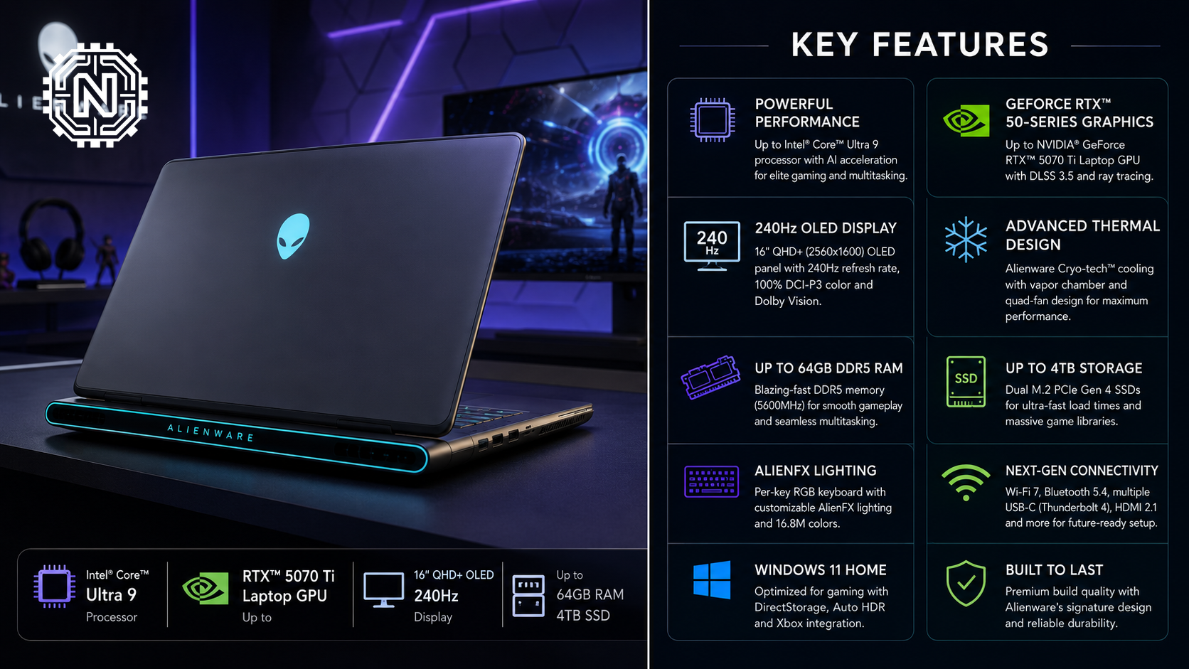 Alienware 16X Aurora gaming laptop running a high-performance game on its 240Hz display