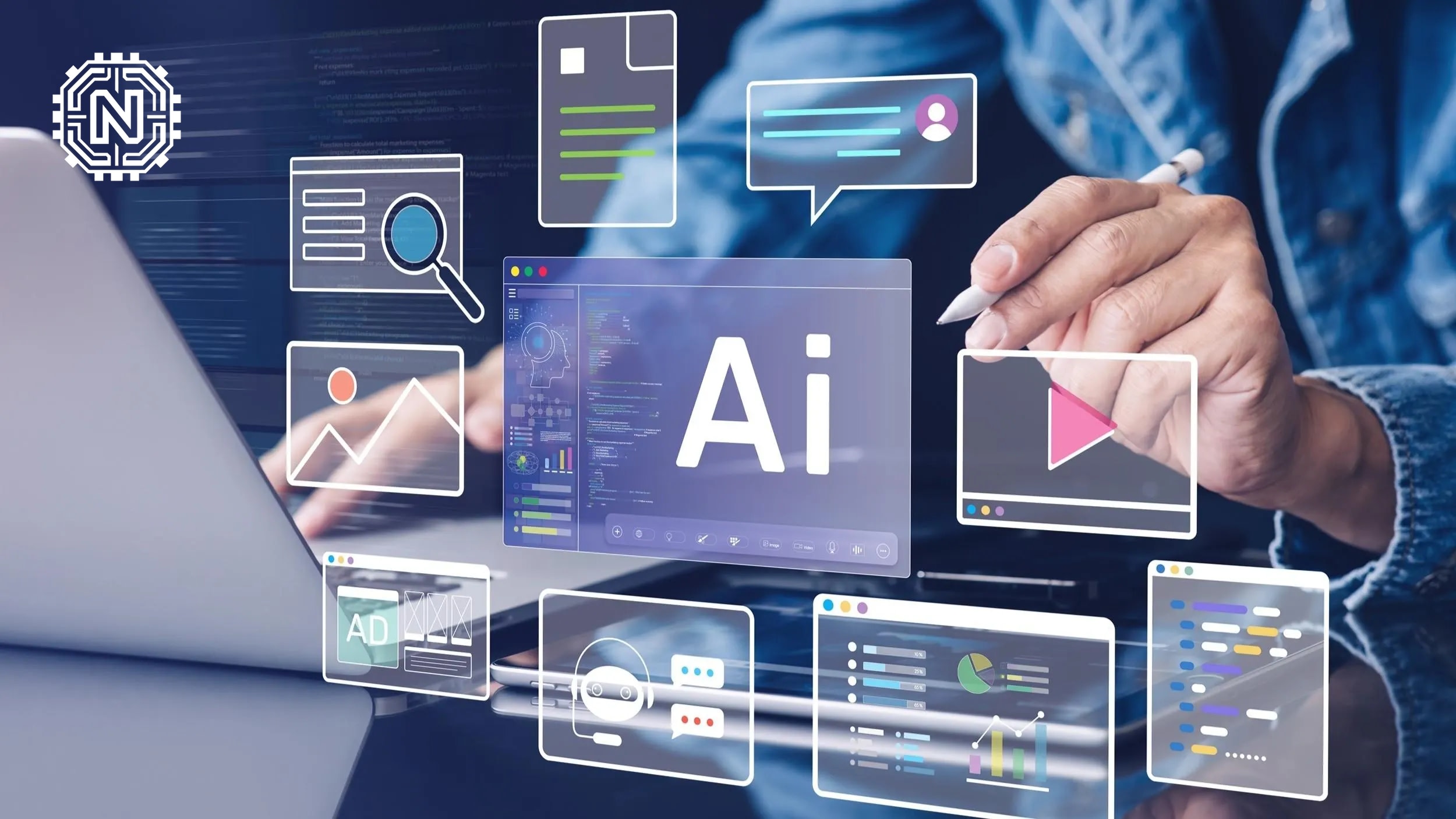 strategizing SEO with AI tools at a desk