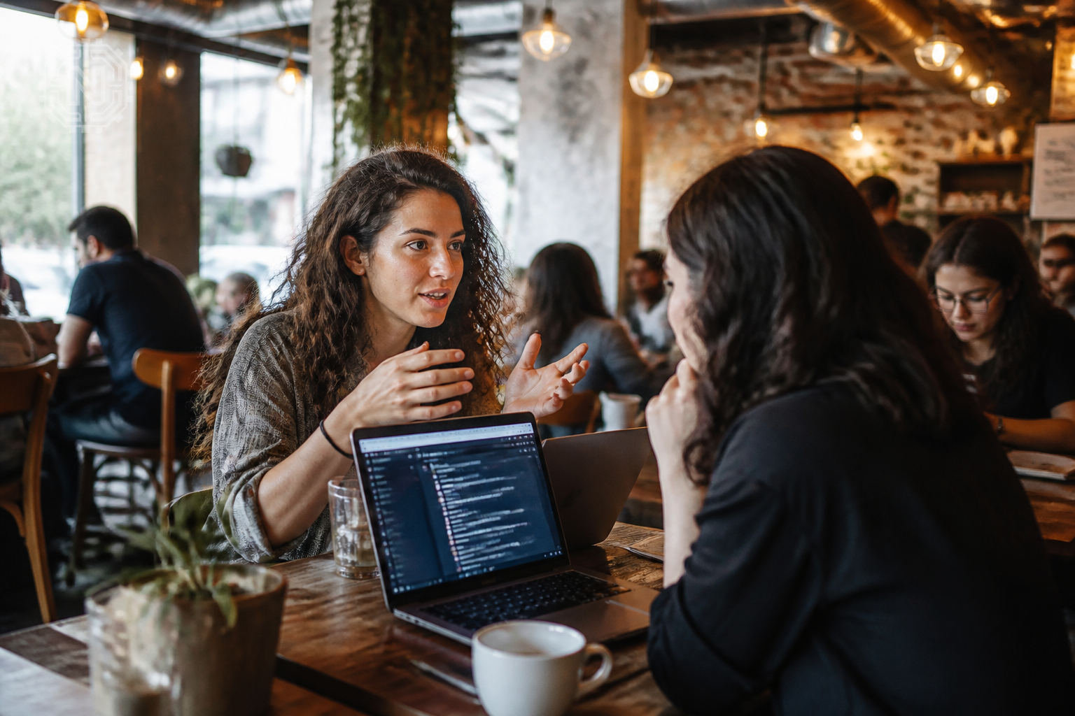 Users comparing ChatGPT's features in a café setting