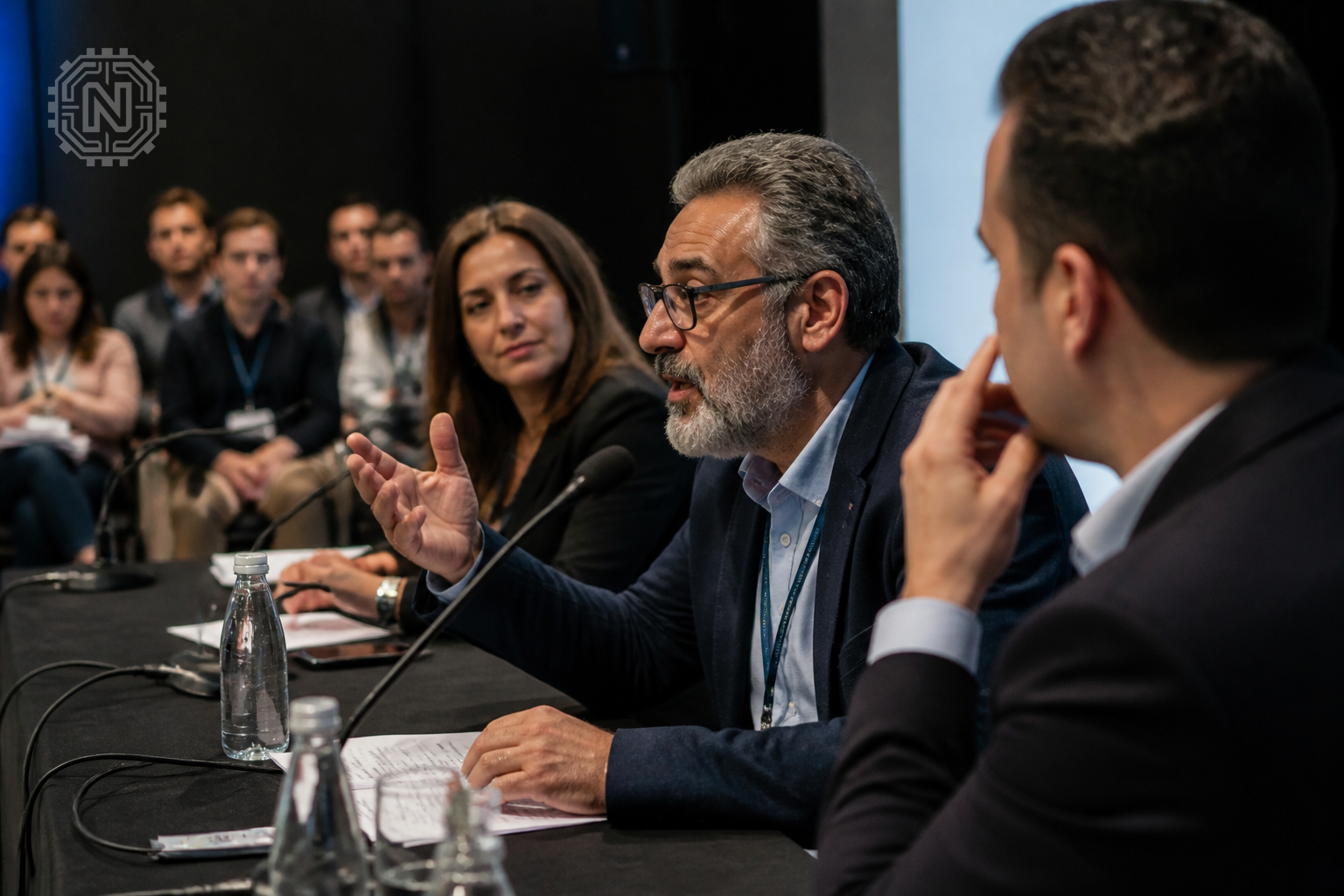 Industry experts discussing smart home cameras at a conference