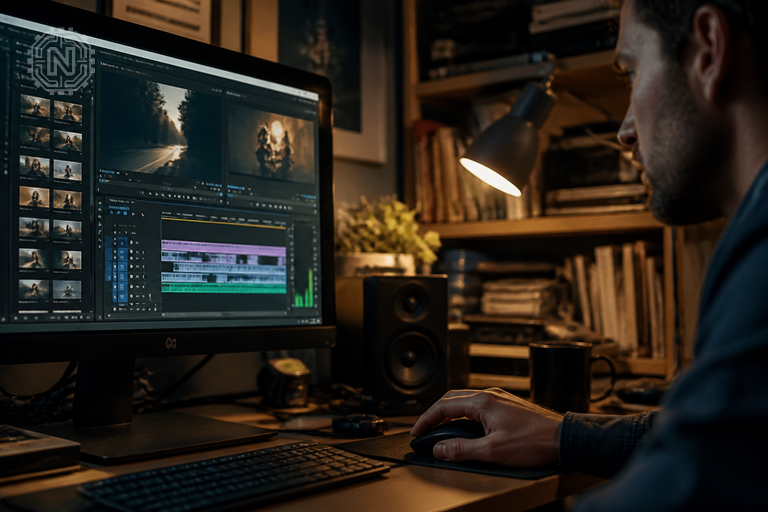 Editing video in Adobe Premiere Pro, showcasing its interface