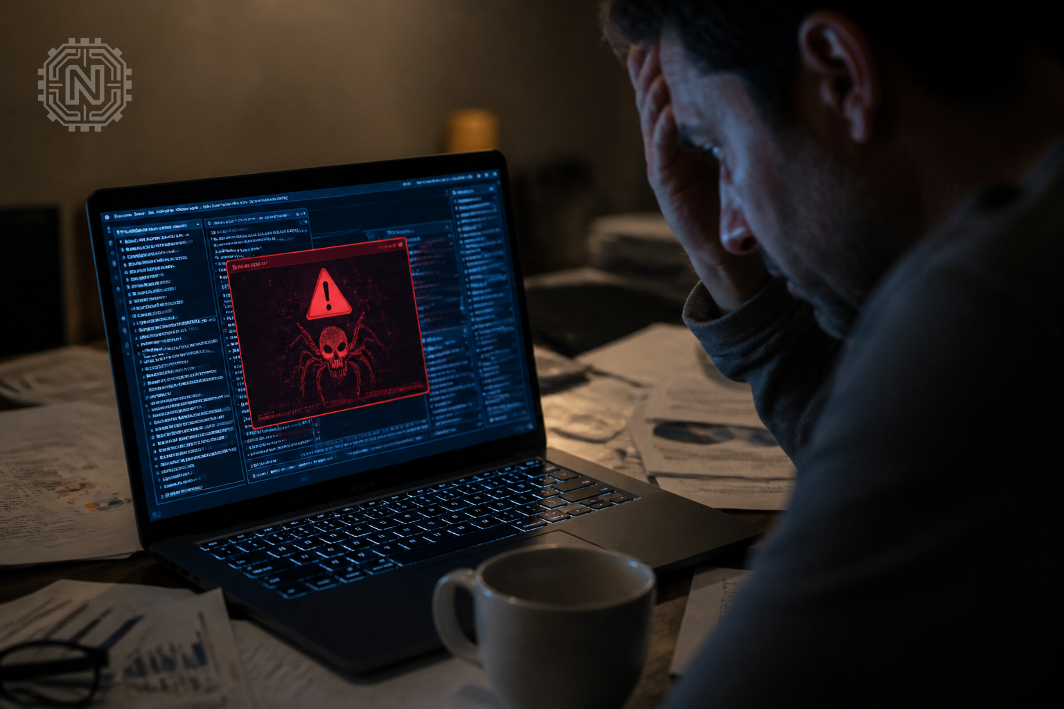 warning alert about malware infection on a computer screen