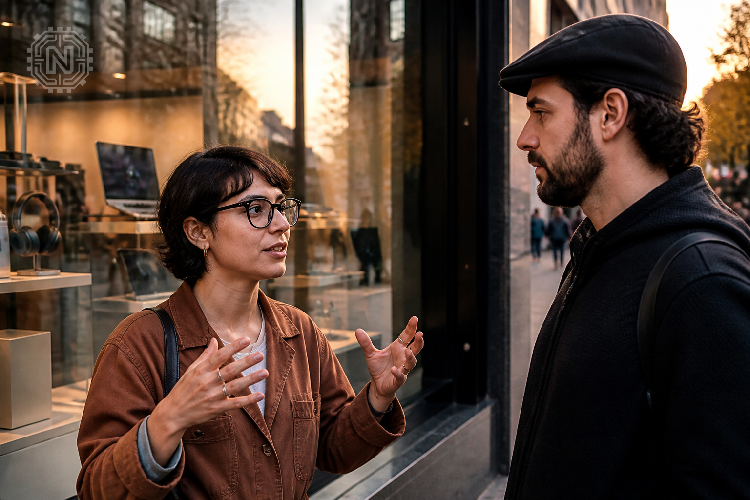 couple evaluating the value of smart glasses