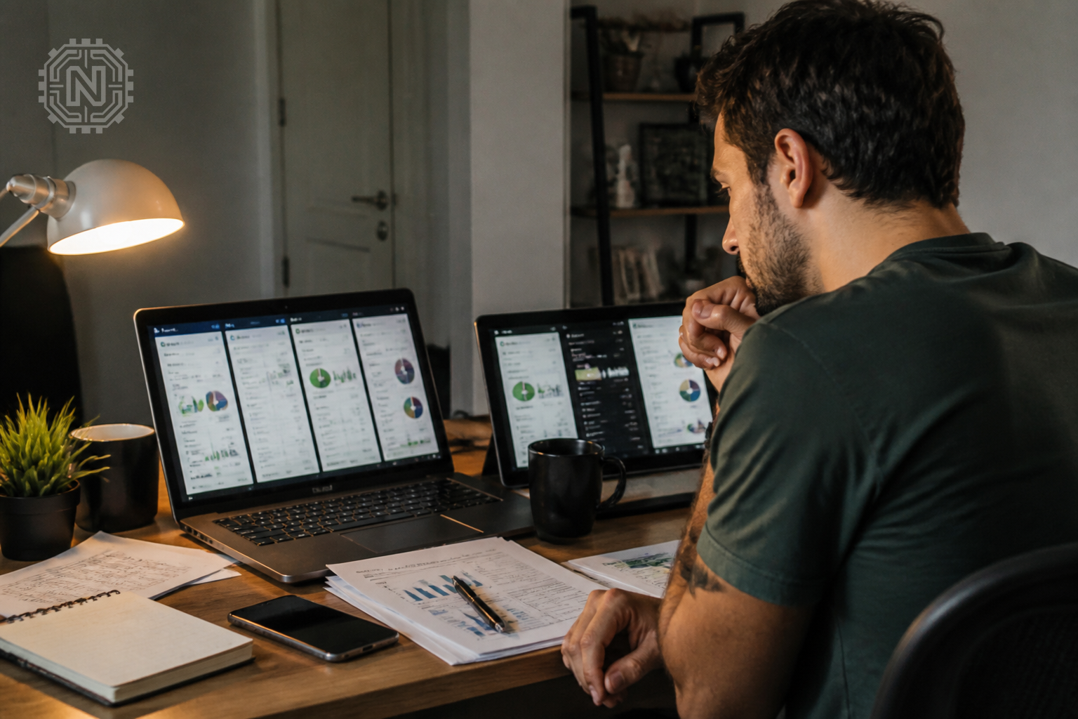 comparing various personal finance applications on a laptop