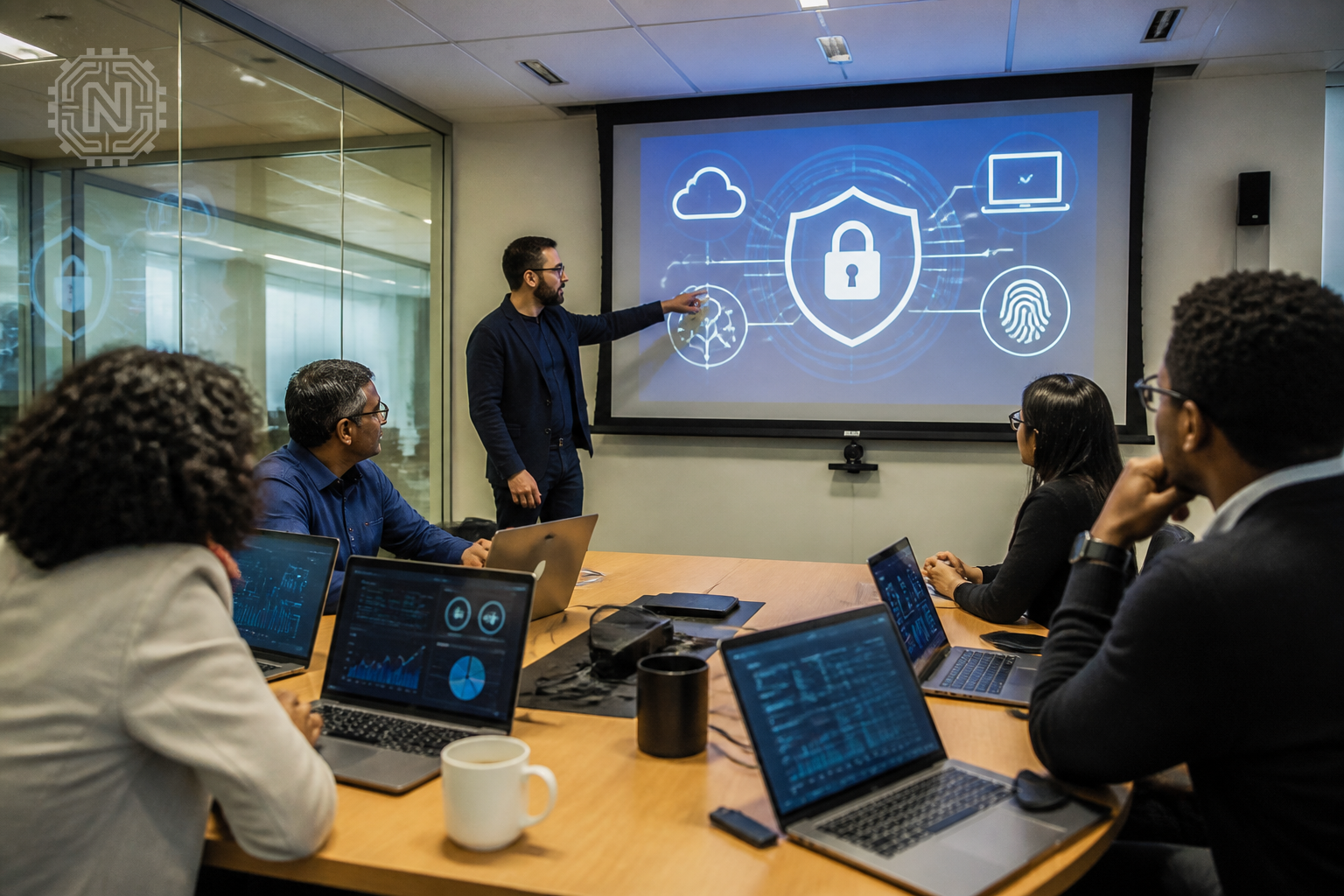 IT team discussing ransomware preventative measures