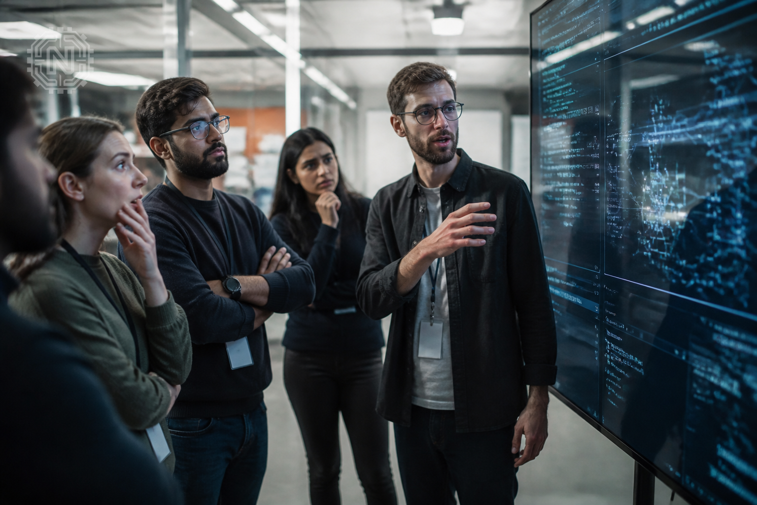 Tech team discussing AI agent instructions and implications