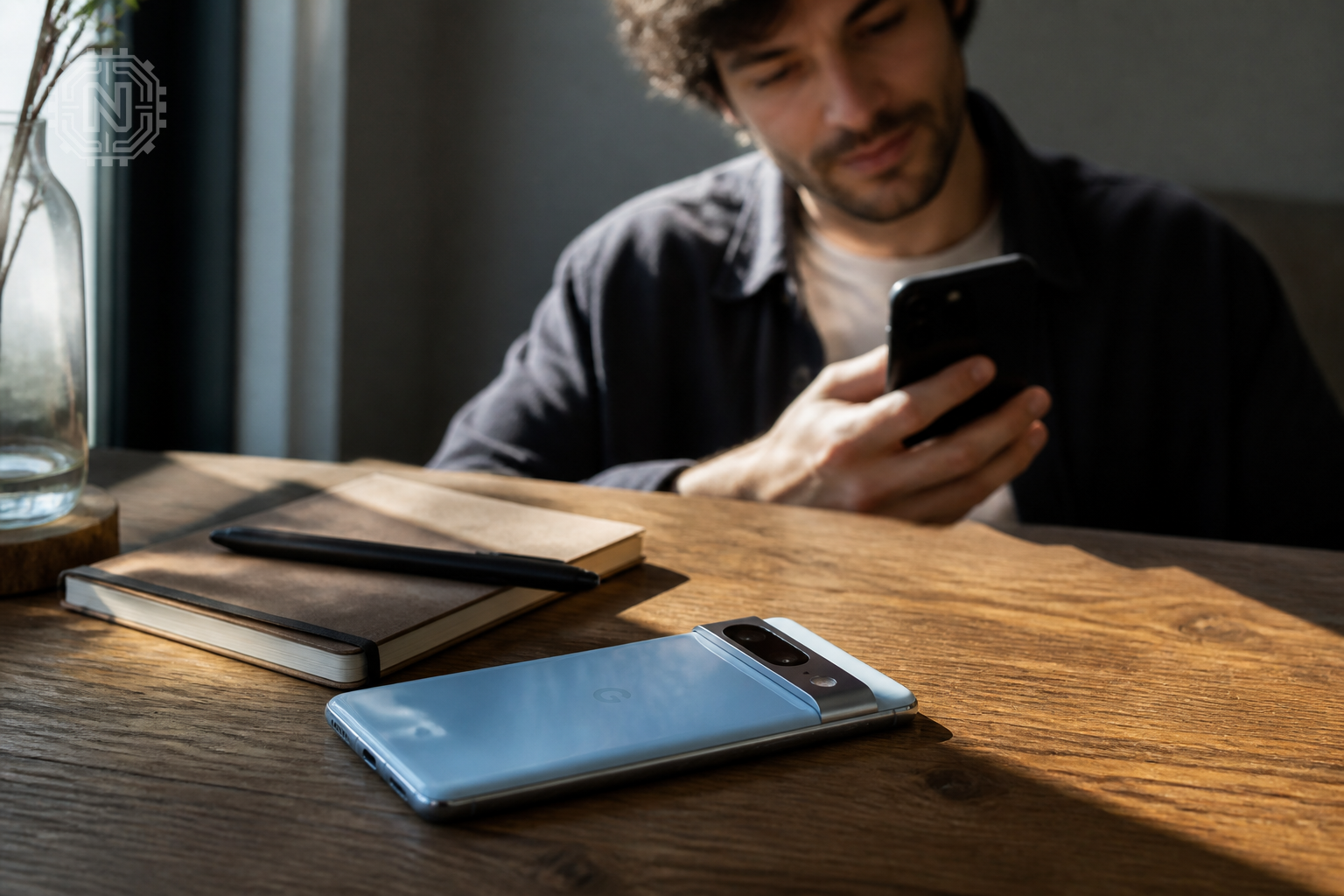 Detailed view of Pixel 8 Pro design elements