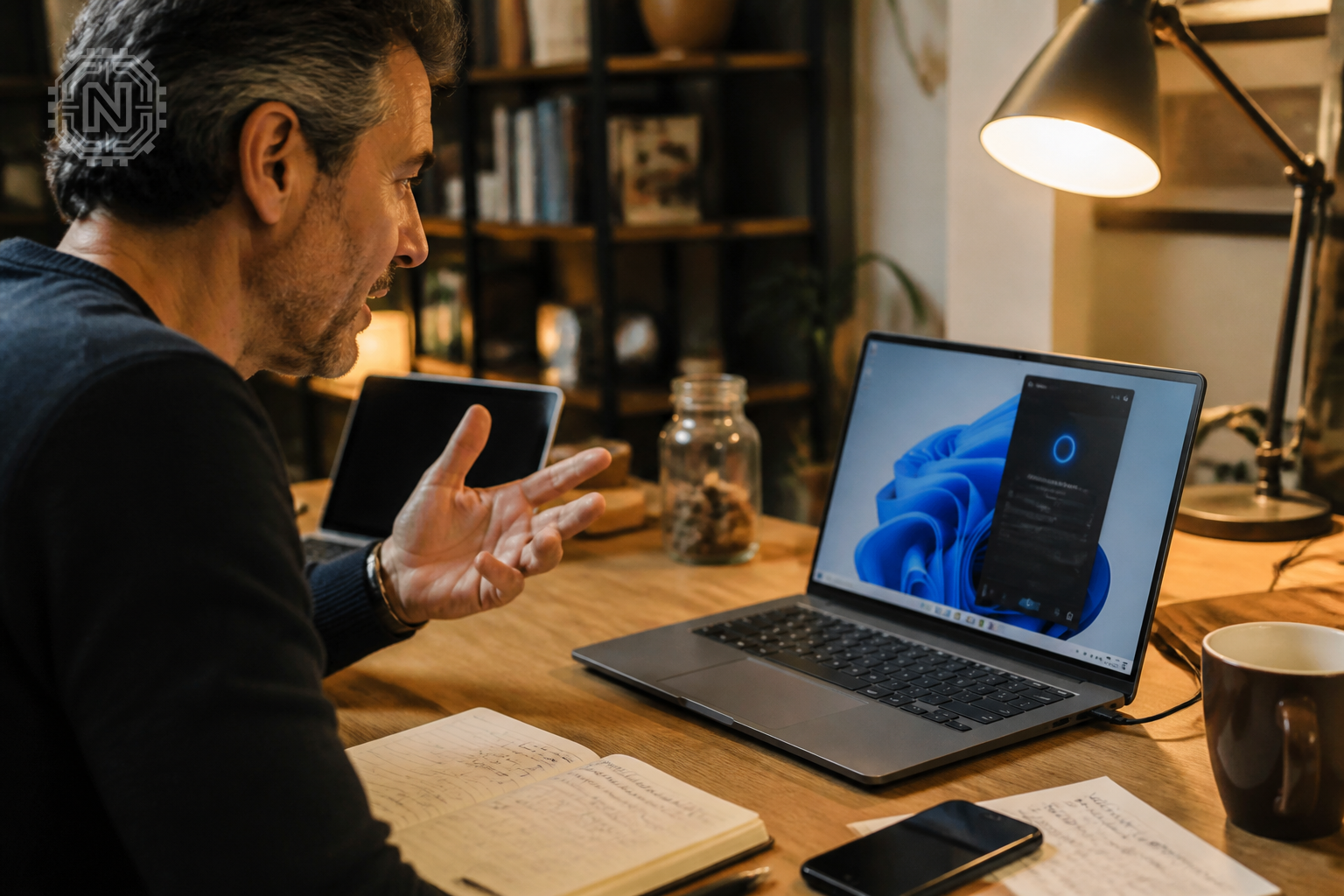 User engaging with AI voice assistant on Windows 11
