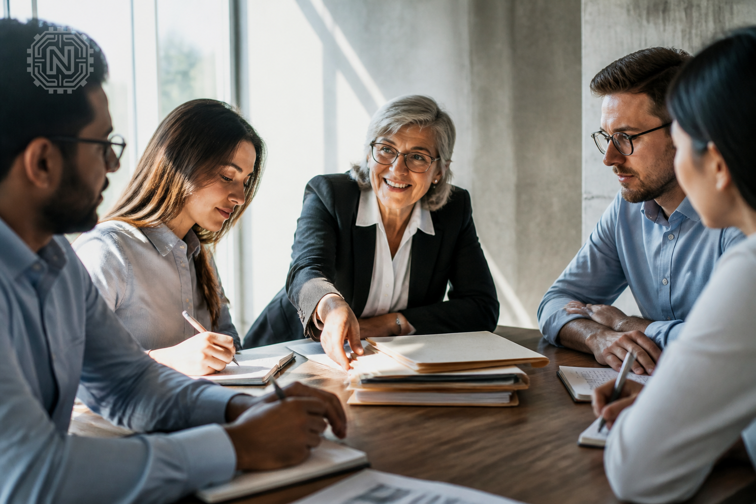Legal compliance discussion among business professionals