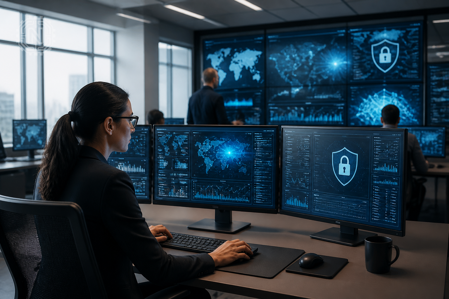 AI security systems in an office monitoring network