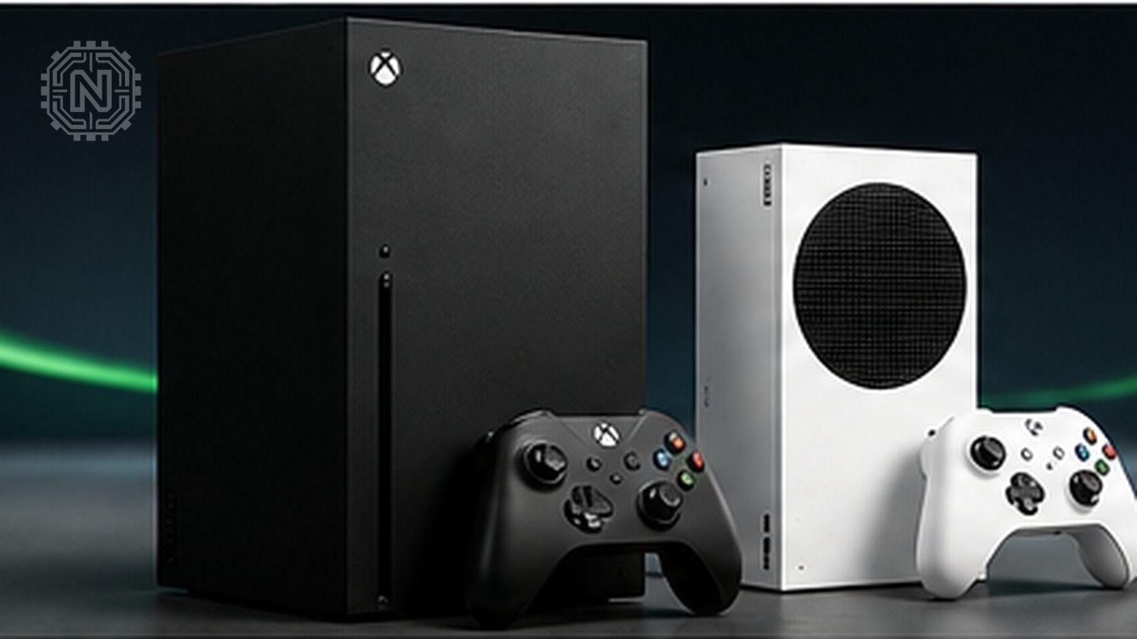 Xbox Series X and Xbox Series S consoles with matching controllers