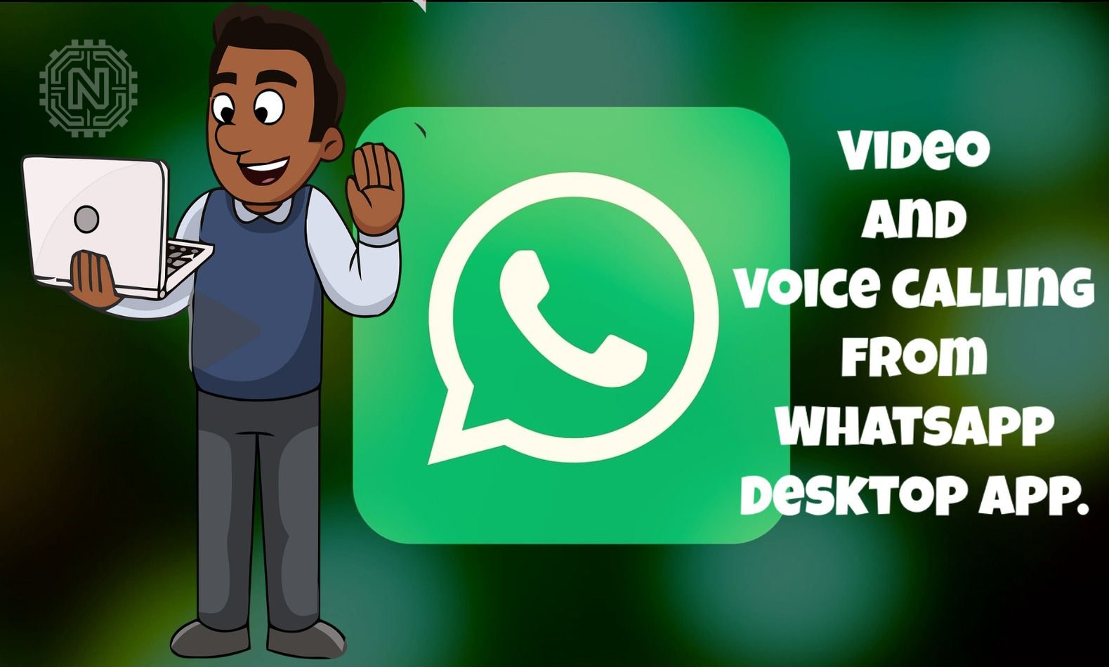 WhatsApp video call displayed on a laptop and linked phone