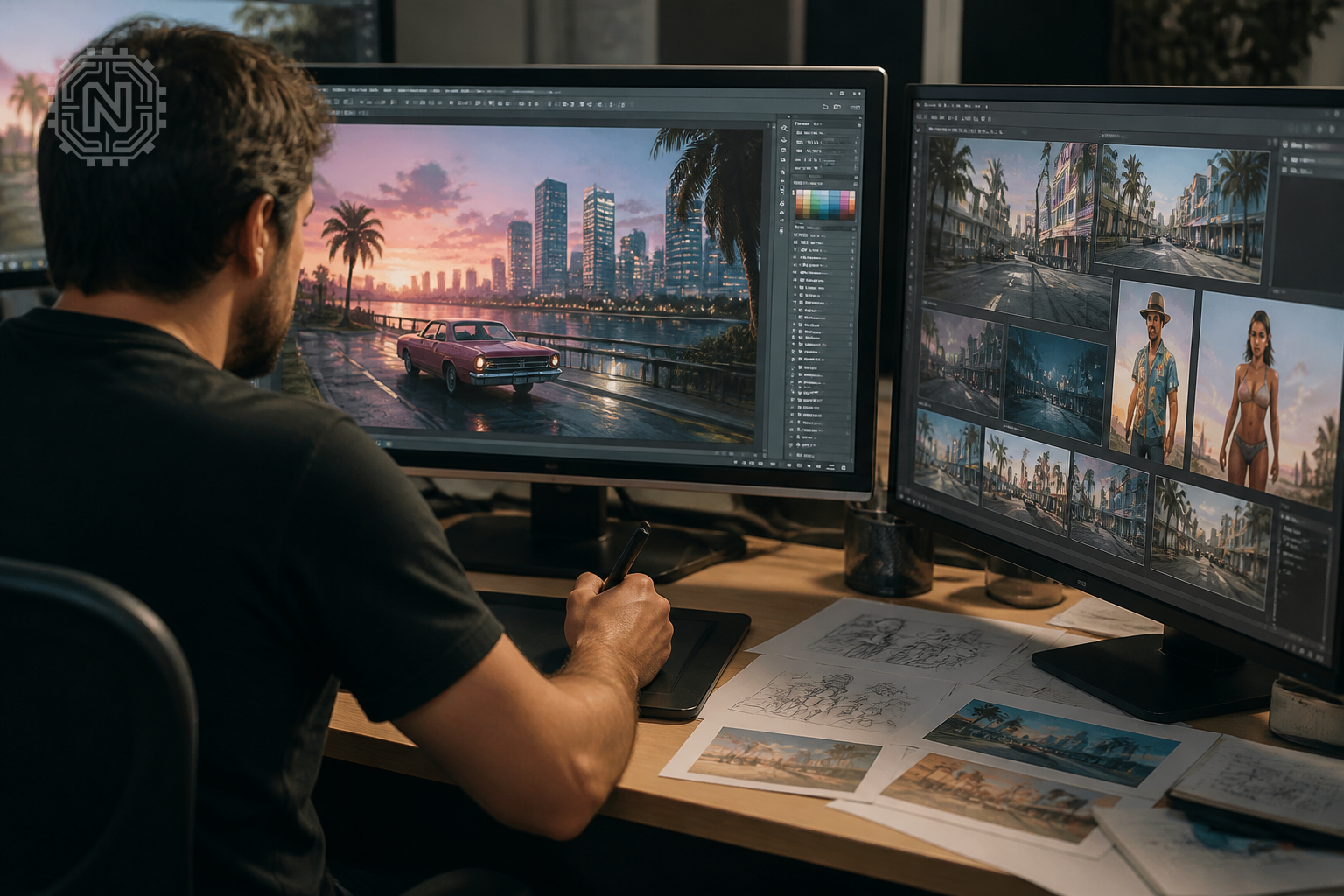 Game developer working on GTA 6 concept art