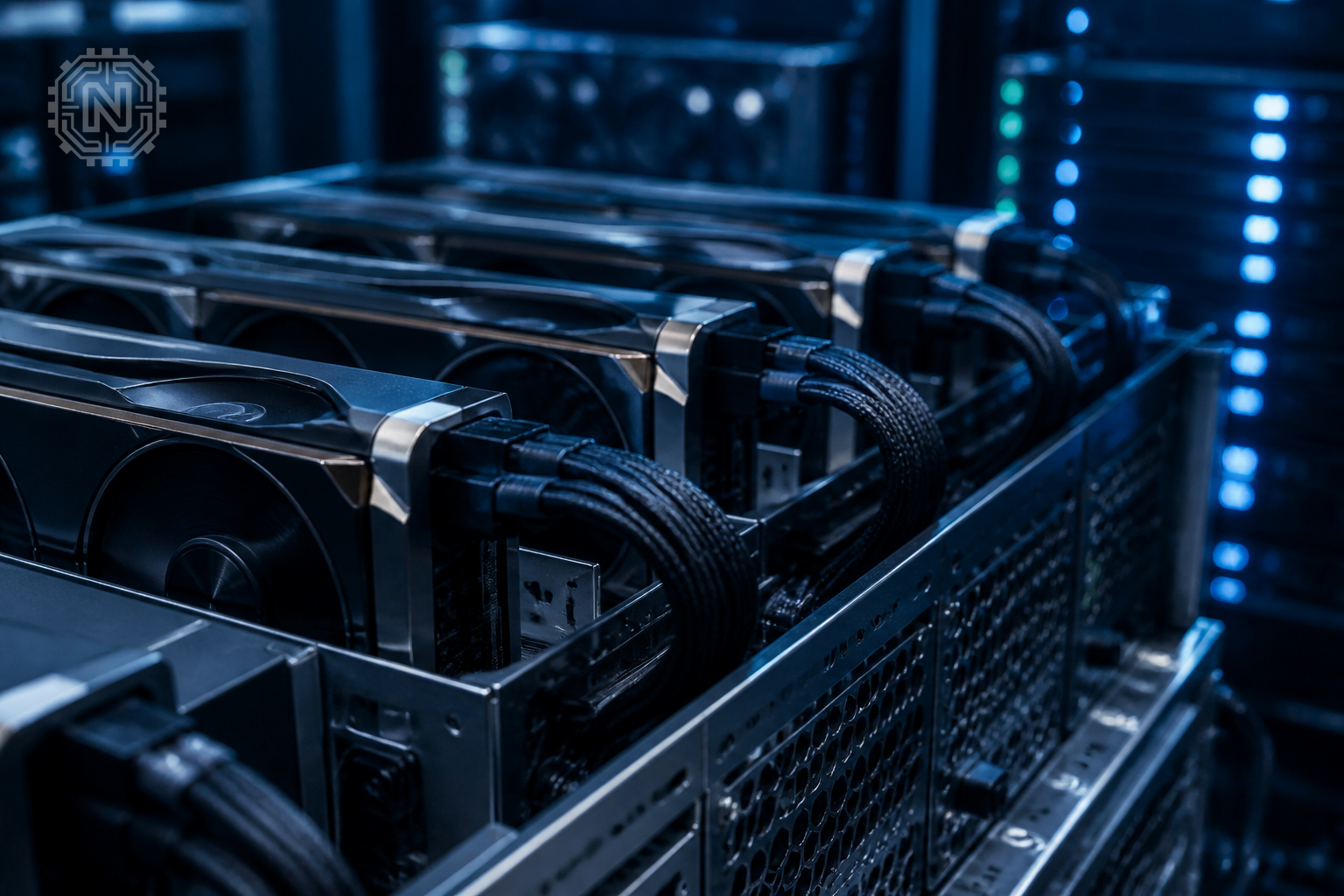 GPU servers in a modern data center supporting AI cloud services