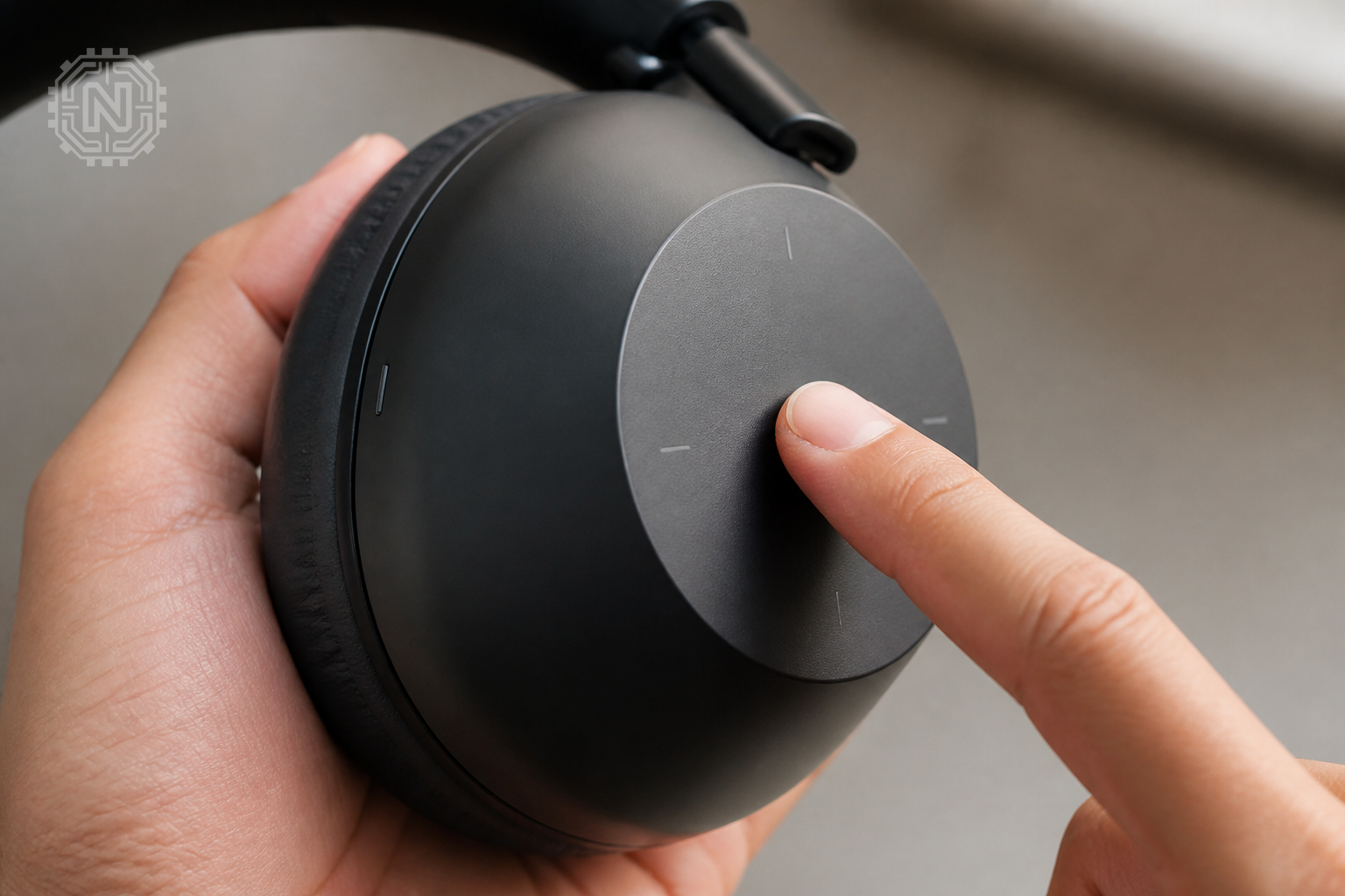 Sony WH-1000XM7 earcup with touch controls and branding
