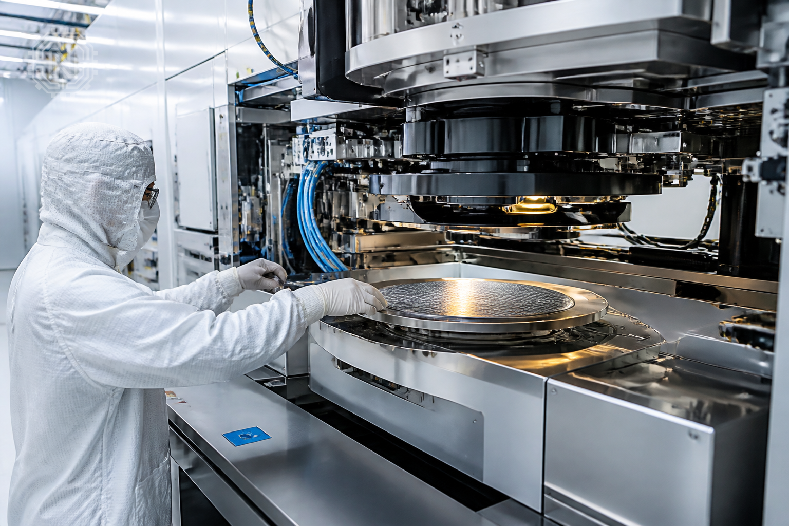 AI chip manufacturing process at a semiconductor fab in 2026