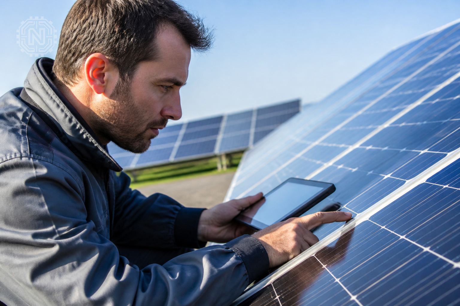 solar technician inspecting panels for damage in 2026