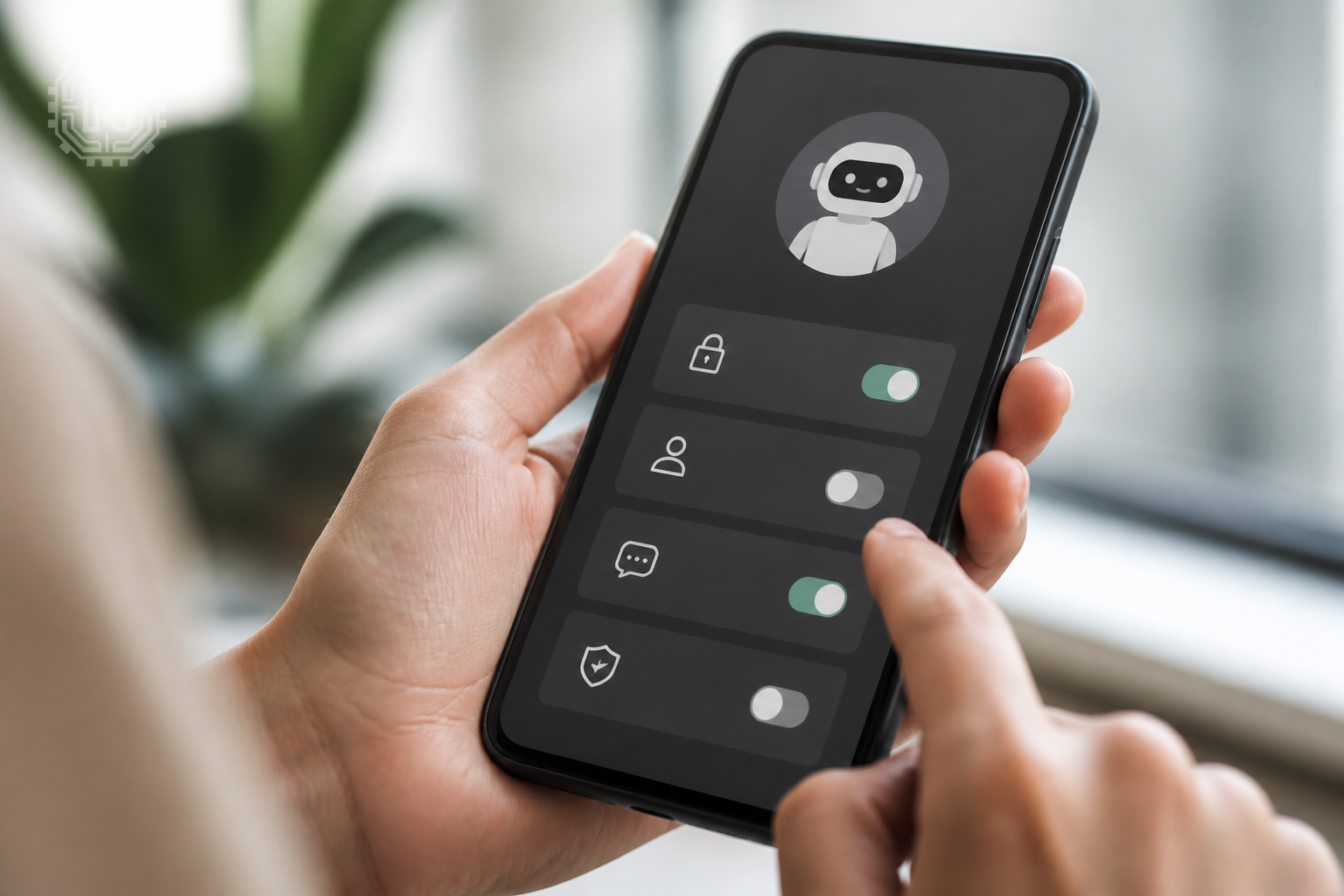 User reviewing privacy controls on AI chatbot in 2026