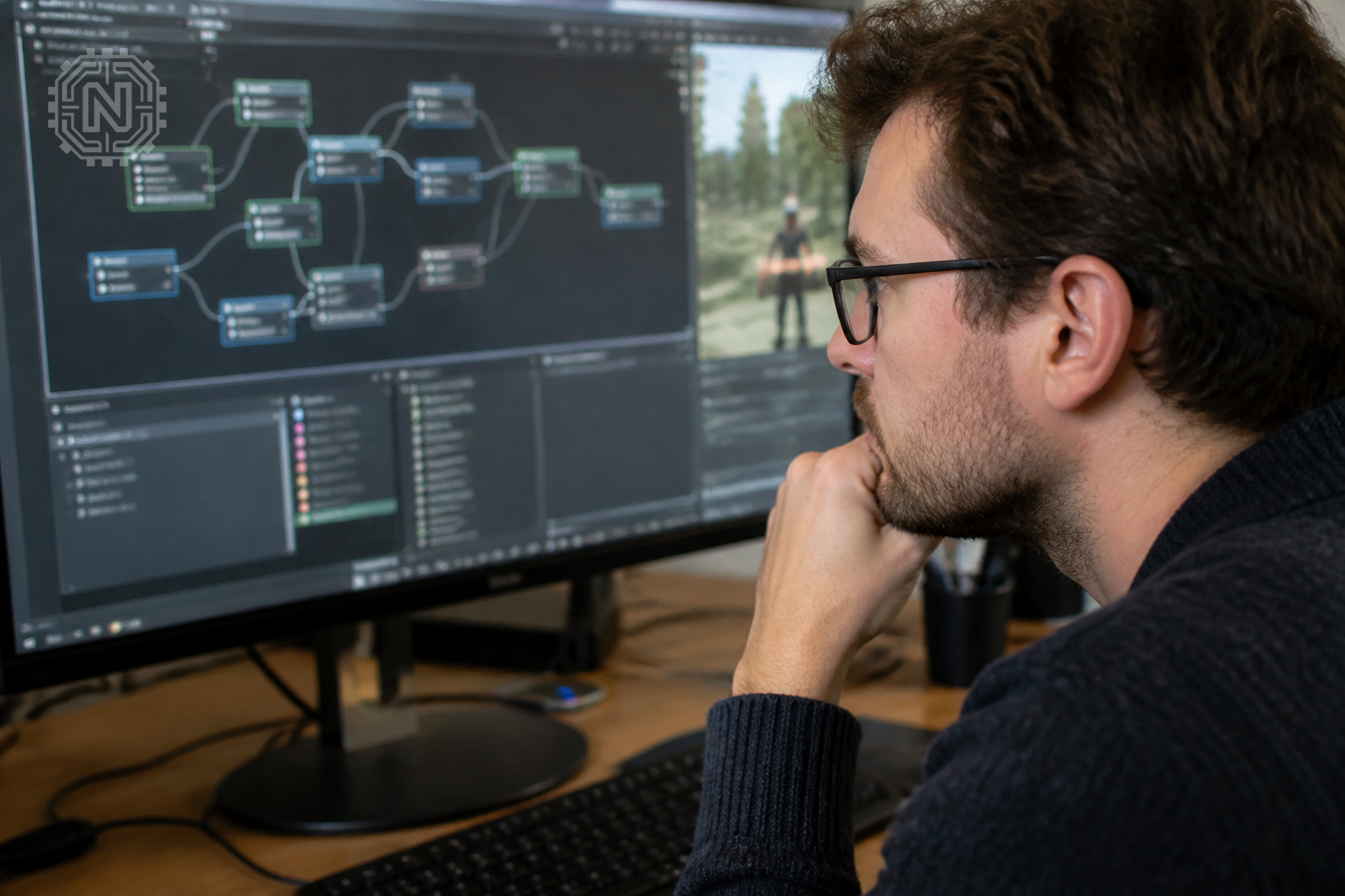 Game developer coding AI for gaming in 2026