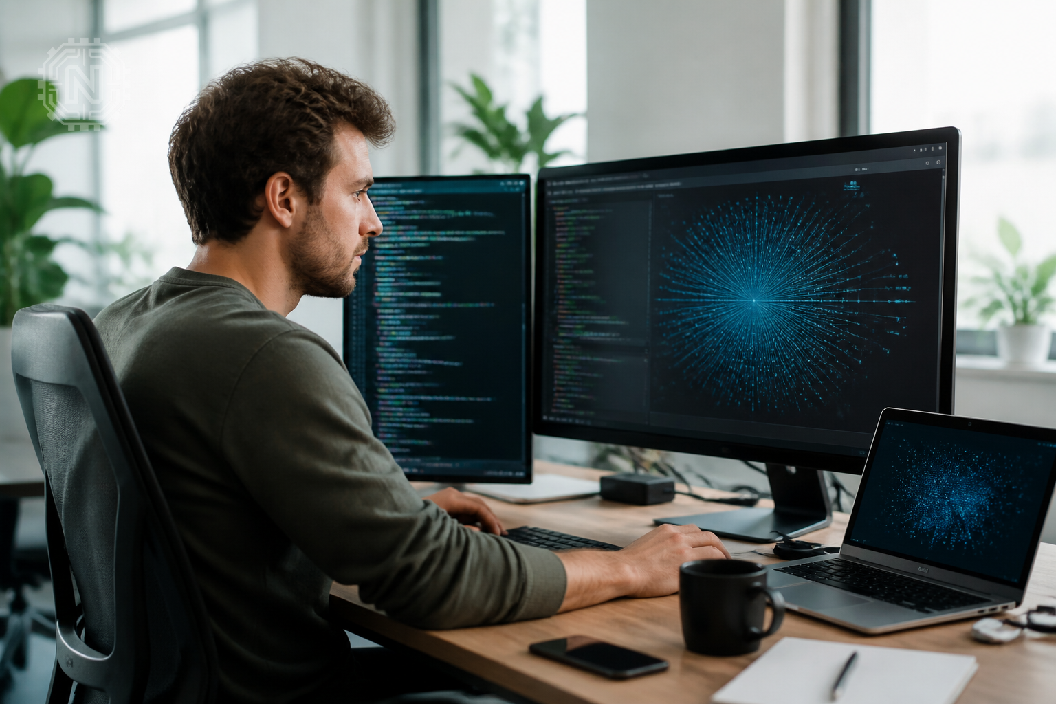 Developer deploying Gemini 3.8 AI models in a modern office
