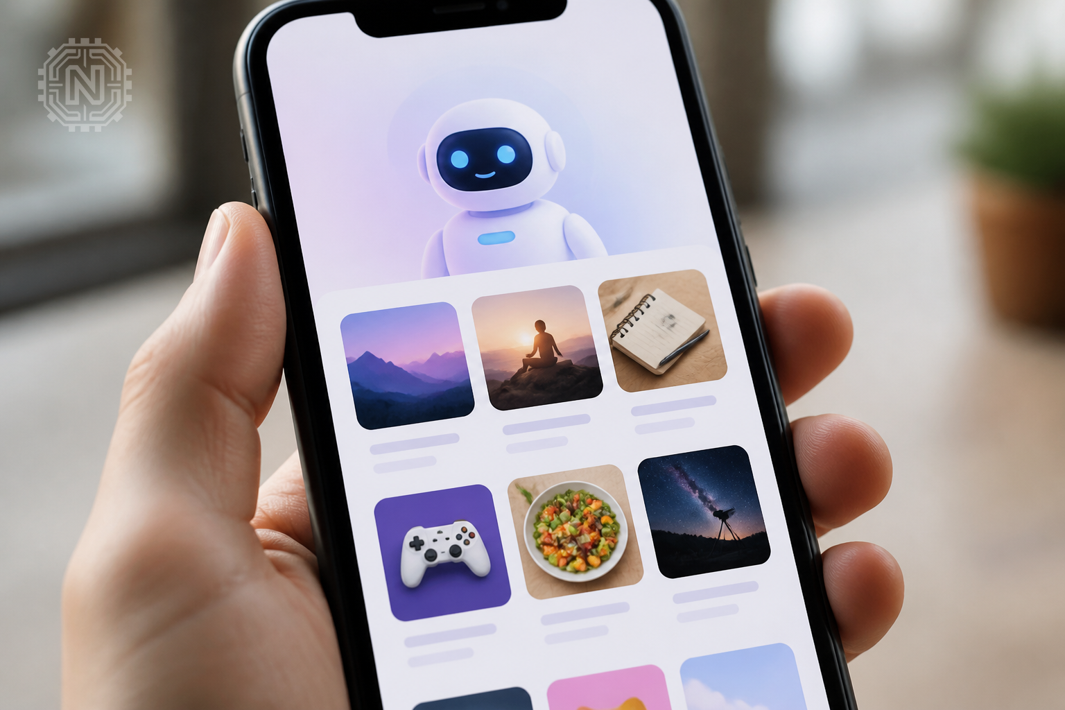 smartphone screen with AI-based app suggestions in 2026