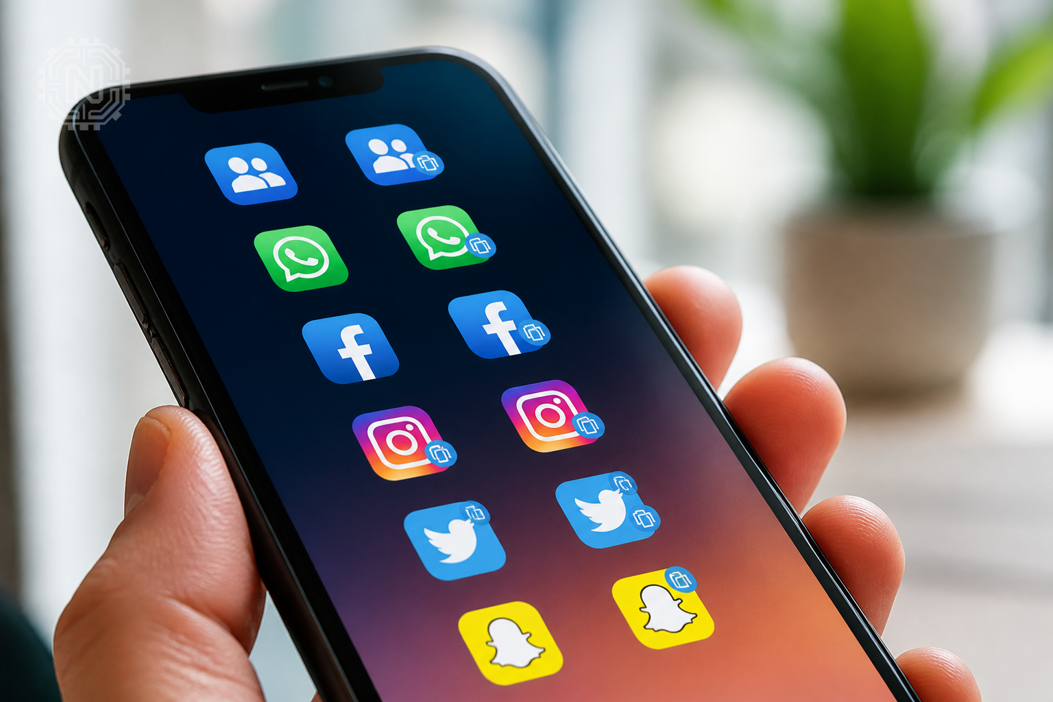 Smartphone screen showing app cloning options in 2026