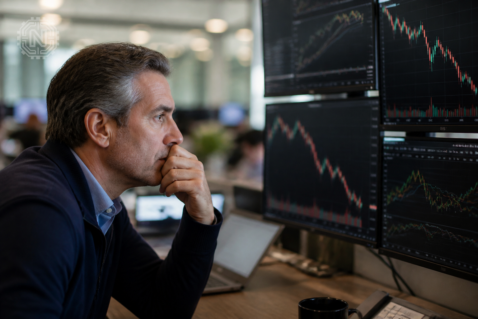 Market analyst monitoring reactions to interest rate hike in 2026