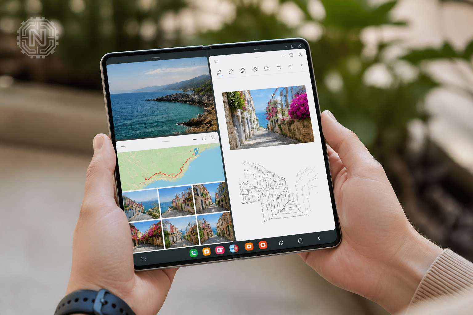 Large foldable display with multitasking on Galaxy Z Fold 5