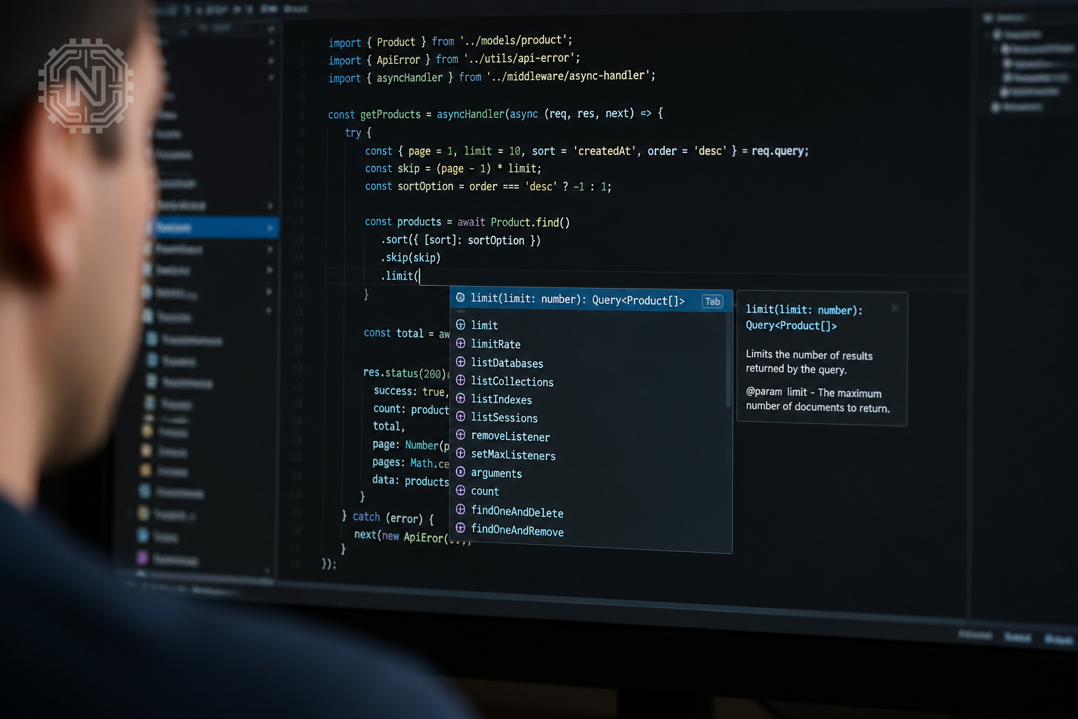 AI assistant in IDE helping with code completion