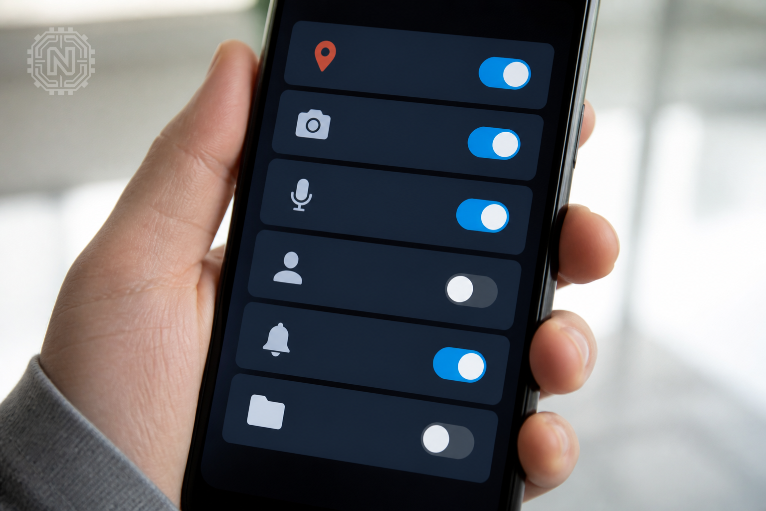 Smartphone app permission control screen in 2026