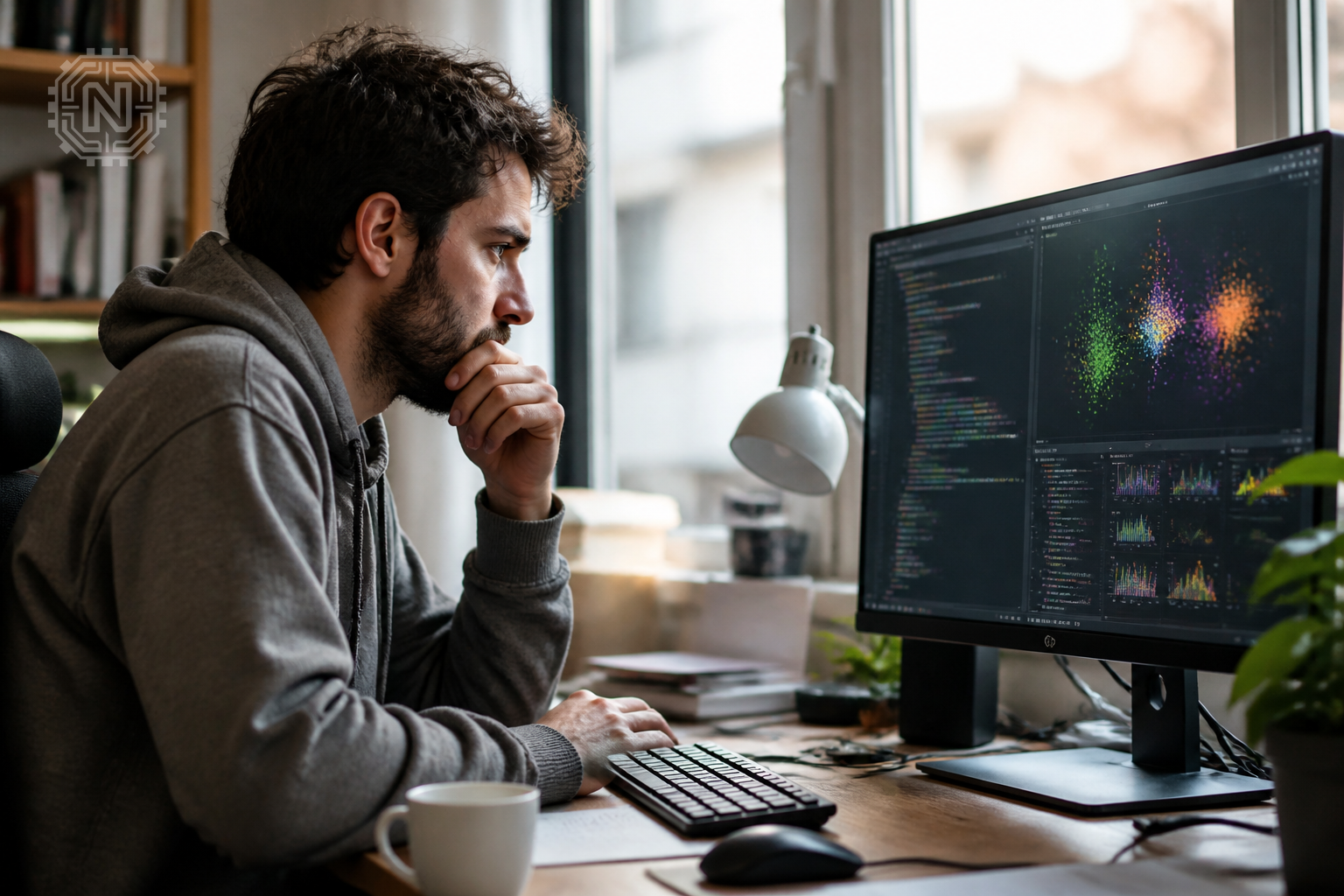 Engineer implementing bias reduction techniques in AI models