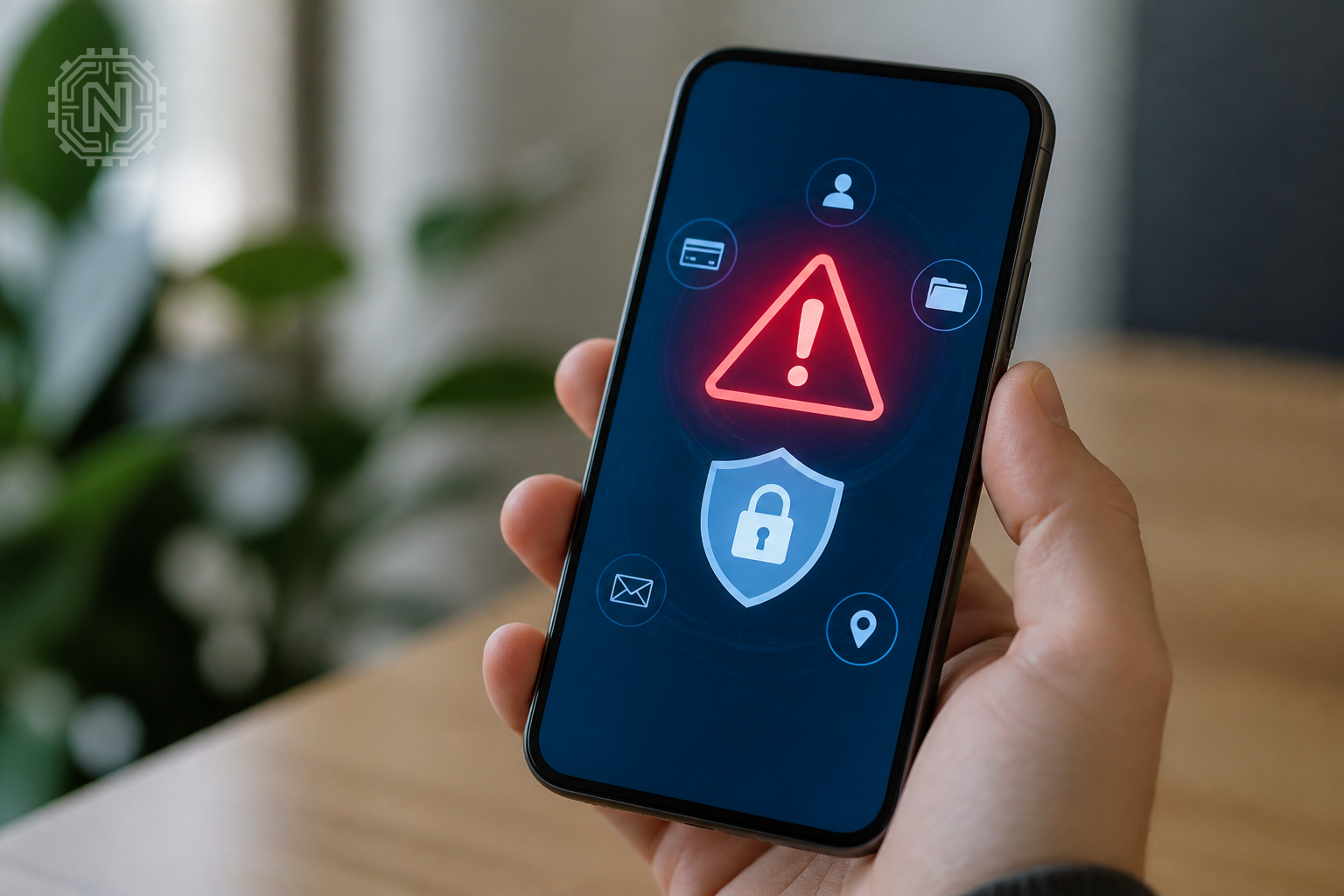 privacy alert and security icons on smartphone in 2026