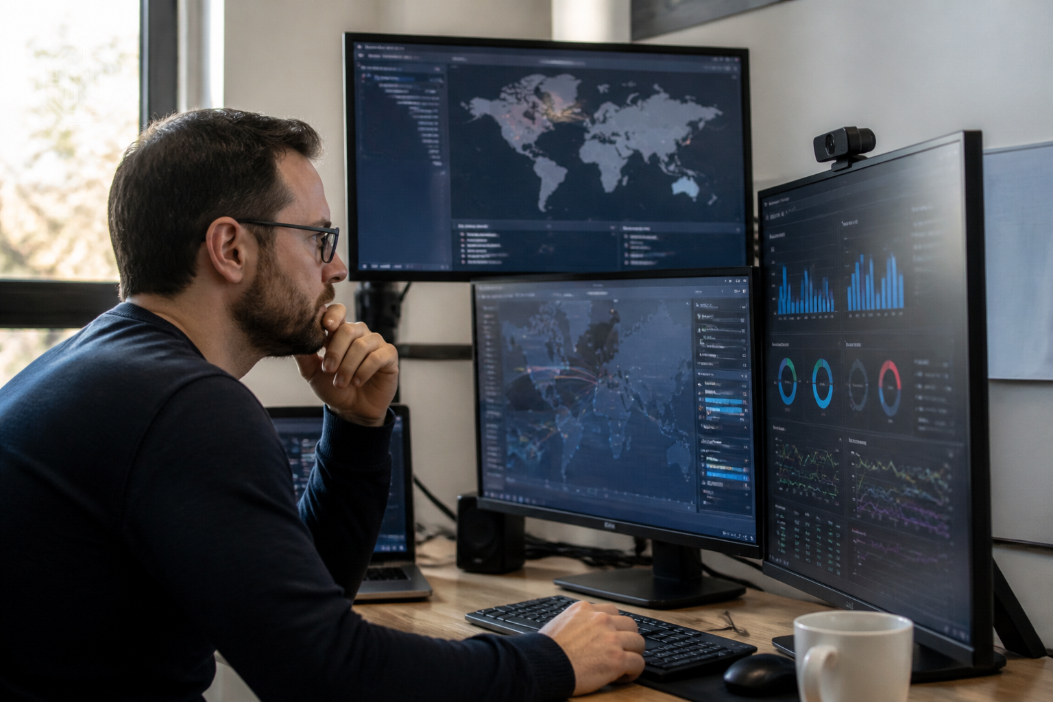 Cybersecurity analyst monitoring supply chain threats in 2026