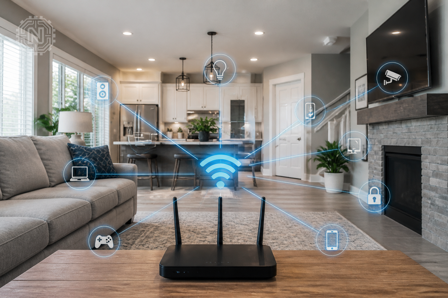 Secure Wi-Fi network protecting smart home gadgets