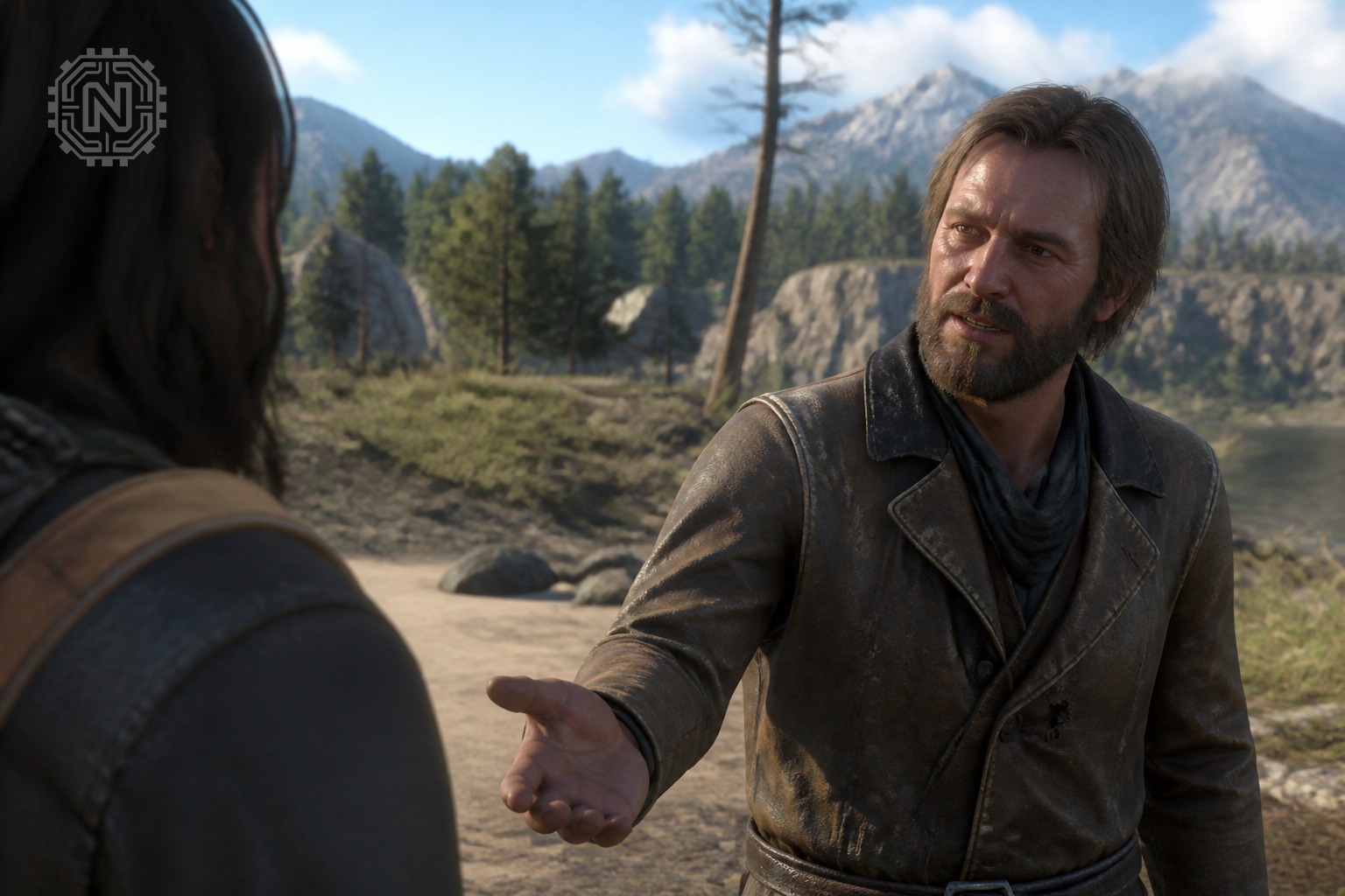 realistic AI NPC character engaging with player in a game