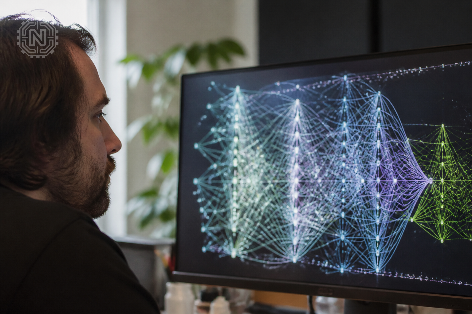 developer working on gaming AI neural network visualization